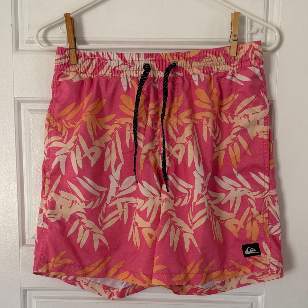 Quiksilver Tropical Pink and Orange Swim Trunks